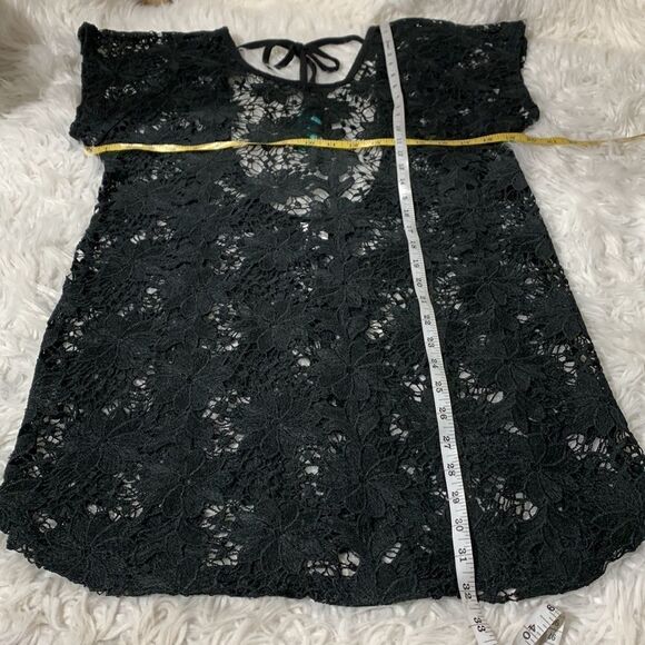 XHILIRATION swim cover lace deep U back tie back with fringe women’s sz Small - Picture 7 of 8